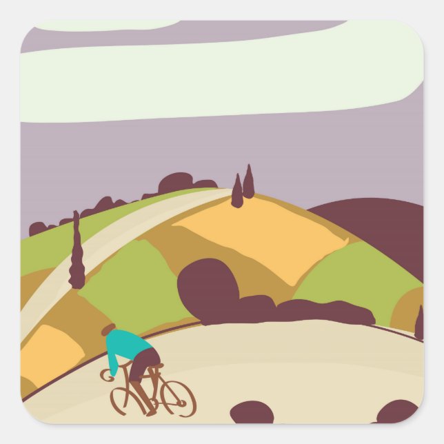 Vintage Cycling Poster Square Sticker (Front)