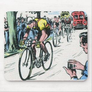 Vintage Cycling Print Mouse Mat