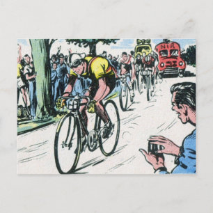 Vintage Cycling Print Postcard