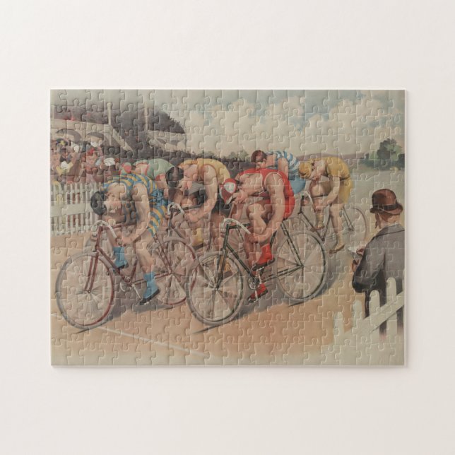 Vintage Cycling Race Illustration (1895) Jigsaw Puzzle (Horizontal)