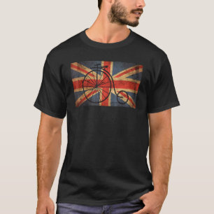 Vintage Cycling United Kingdom Uk British Flag Bik T-Shirt