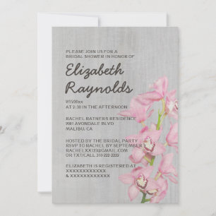 Vintage Cymbidium Orchid Bridal Shower Invitations
