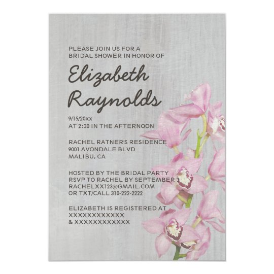 Vintage Cymbidium Orchid Bridal Shower Invitations