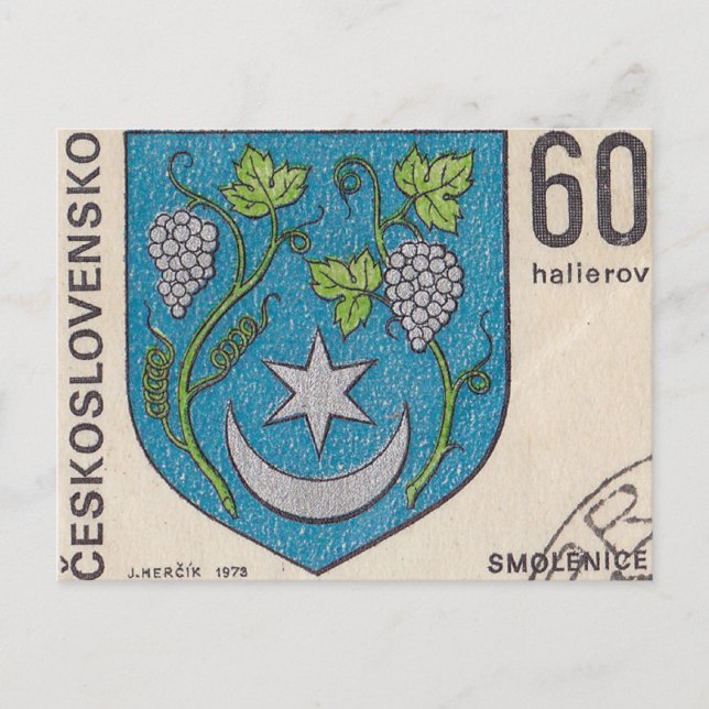 Vintage czechoslovak-postage-stamp postcard (Front)
