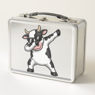 Vintage Dabbing Cow Sunglasses Graphic Shirt_1 Metal Lunch Box