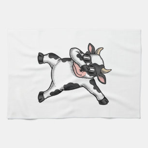 Vintage Dabbing Cow Sunglasses Graphic Shirt_1 Tea Towel