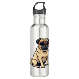 Vintage Dabbing Pug with Sunglasses Funny Dog Vect 710 Ml Water Bottle