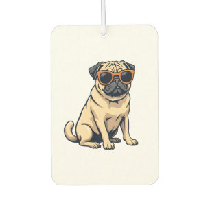 Vintage Dabbing Pug with Sunglasses Funny Dog Vect Car Air Freshener