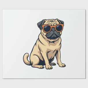 Vintage Dabbing Pug with Sunglasses Funny Dog Vect Wrapping Paper