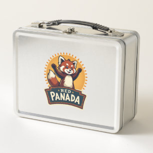 Vintage Dabbing Red Panda Retro Animal Graphic 2 Metal Lunch Box