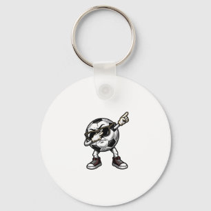 Vintage Dabbing Soccer Ball Shirt Design (2)_1 Key Ring