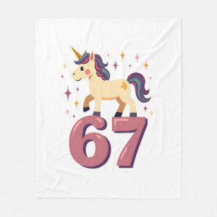 Vintage Dabbing Unicorn 67 Rainbow Birthday Vector Fleece Blanket