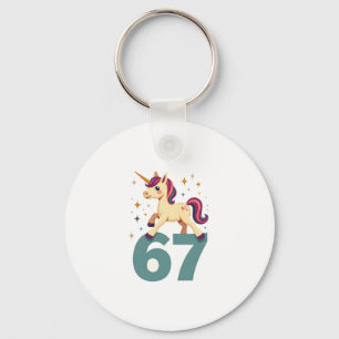 Vintage Dabbing Unicorn 67 Rainbow Birthday Vector Key Ring