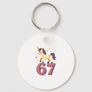 Vintage Dabbing Unicorn 67 Rainbow Birthday Vector Key Ring