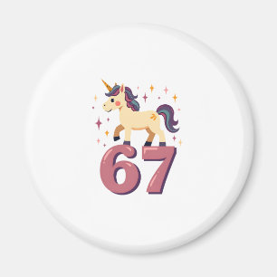 Vintage Dabbing Unicorn 67 Rainbow Birthday Vector Magnet
