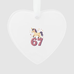 Vintage Dabbing Unicorn 67 Rainbow Birthday Vector Ornament