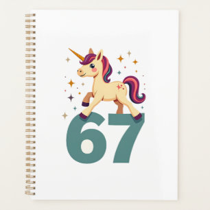 Vintage Dabbing Unicorn 67 Rainbow Birthday Vector Planner