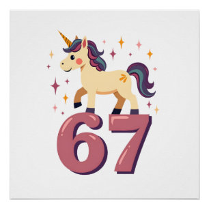 Vintage Dabbing Unicorn 67 Rainbow Birthday Vector Poster