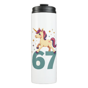 Vintage Dabbing Unicorn 67 Rainbow Birthday Vector Thermal Tumbler
