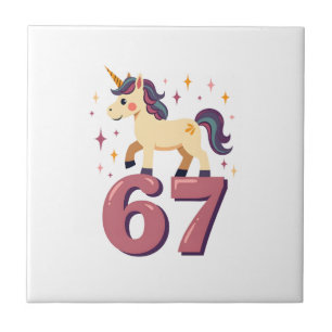 Vintage Dabbing Unicorn 67 Rainbow Birthday Vector Tile