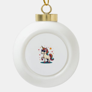 Vintage Dabbing Unicorn Rainbow Sunglasses Retro C Ceramic Ball Christmas Ornament