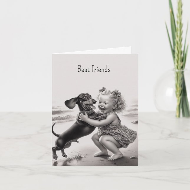 Vintage Dachshund Best Friend Card (Front)