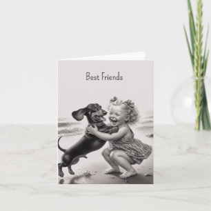Vintage Dachshund Best Friend Card