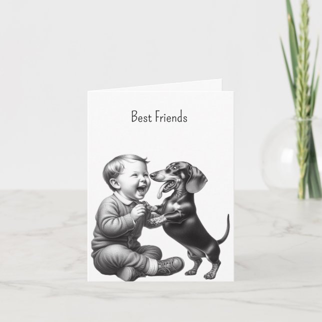 Vintage Dachshund Best Friend Card (Front)