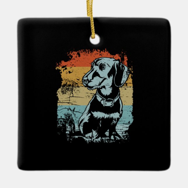 Vintage Dachshund Ceramic Ornament (Front)