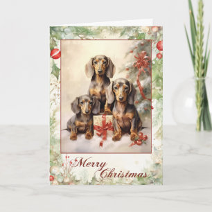 Vintage Dachshund Christmas Holiday Card