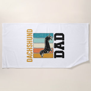 Vintage Dachshund Dad Dog Lover Vector Design_1 Beach Towel