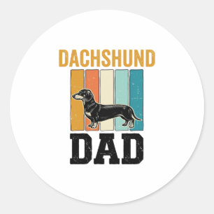 Vintage Dachshund Dad Dog Lover Vector Design_1 Classic Round Sticker