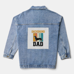 Vintage Dachshund Dad Dog Lover Vector Design_1 Denim Jacket