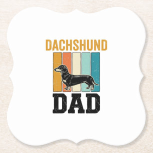 Vintage Dachshund Dad Dog Lover Vector Design_1 Paper Coaster