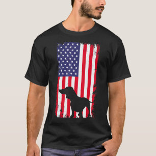 Vintage Dachshund Dog American Flag Dog Men Women T-Shirt
