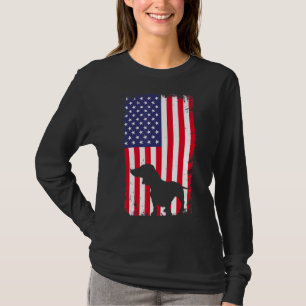 Vintage Dachshund Dog American Flag Dog Men Women T-Shirt