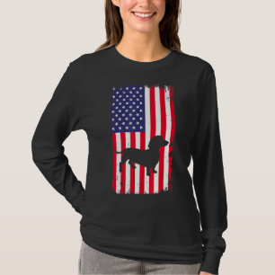 Vintage Dachshund Dog American Flag Patriotic Dog T-Shirt