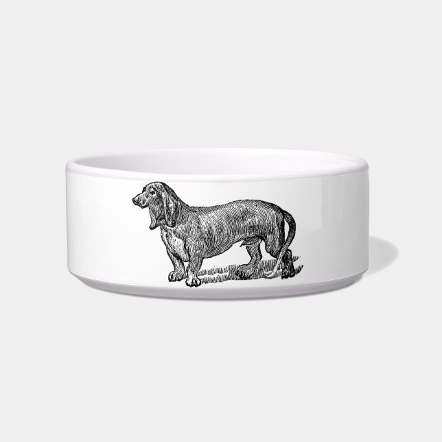 Vintage Dachshund Dog Food And Water Bowl (Front)