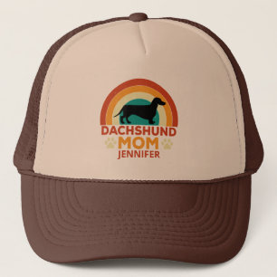 Vintage Dachshund Dog Mum Sunset Personalised Trucker Hat