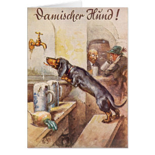 Vintage - Dachshund Drinking German Beer,