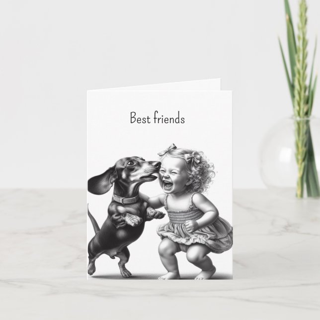 Vintage Dachshund Friends Card (Front)