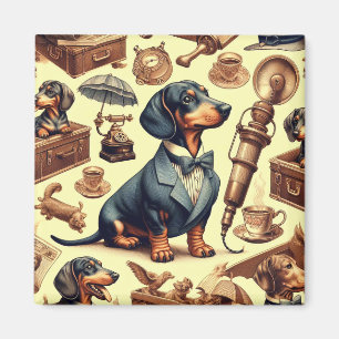 Vintage Dachshund Illustration Magnet