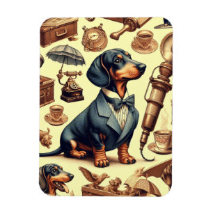 Vintage Dachshund Illustration Magnet