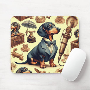 Vintage Dachshund Illustration Mouse Mat