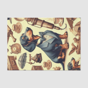 Vintage Dachshund Illustration Tissue Paper