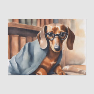 Vintage Dachshund in the Old Library Tissue Paper