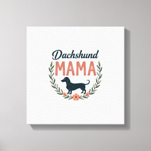 Vintage Dachshund Mama Floral Dog Lover Vector Des Canvas Print