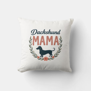 Vintage Dachshund Mama Floral Dog Lover Vector Des Cushion