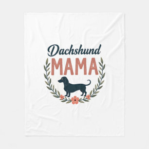 Vintage Dachshund Mama Floral Dog Lover Vector Des Fleece Blanket