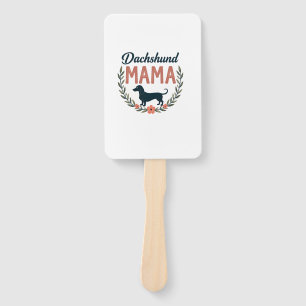 Vintage Dachshund Mama Floral Dog Lover Vector Des Hand Fan